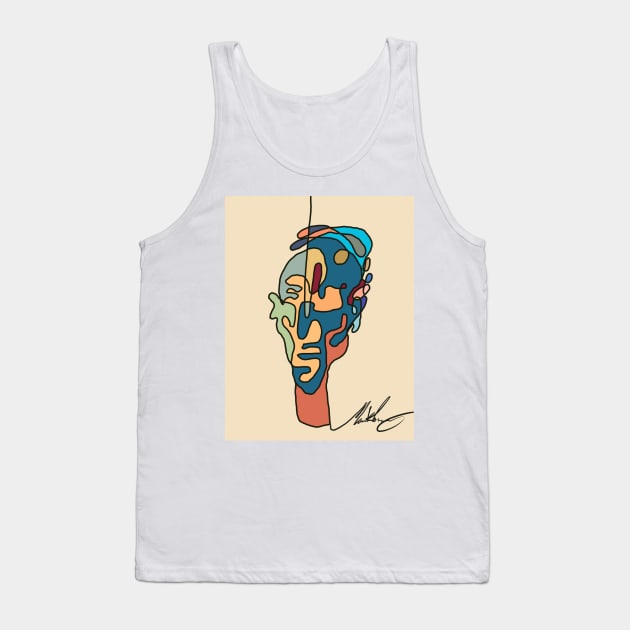 Single line cubist portrait Tank Top by Rec Affect Band Merch